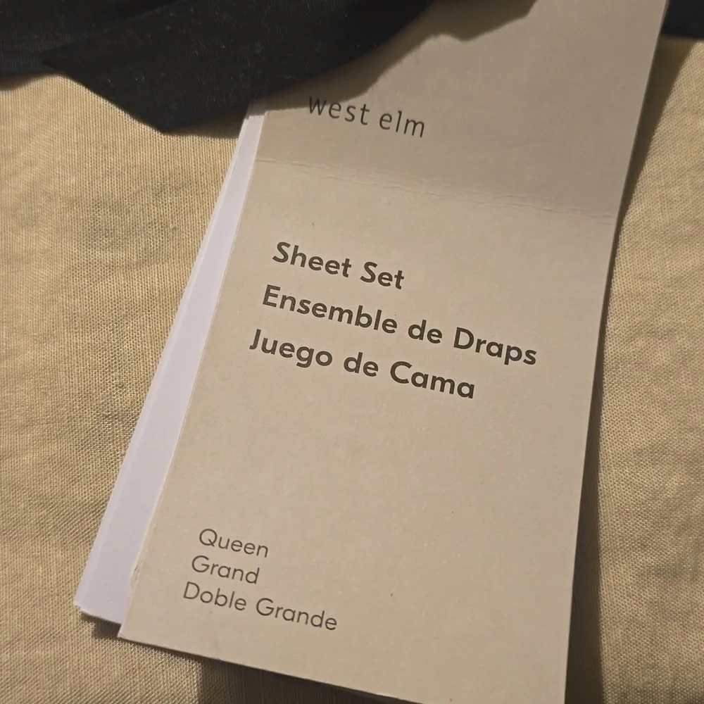 West Elm Signature Tencel Linen Sheet Set, Queen, Sand, Retail $249.00 USD